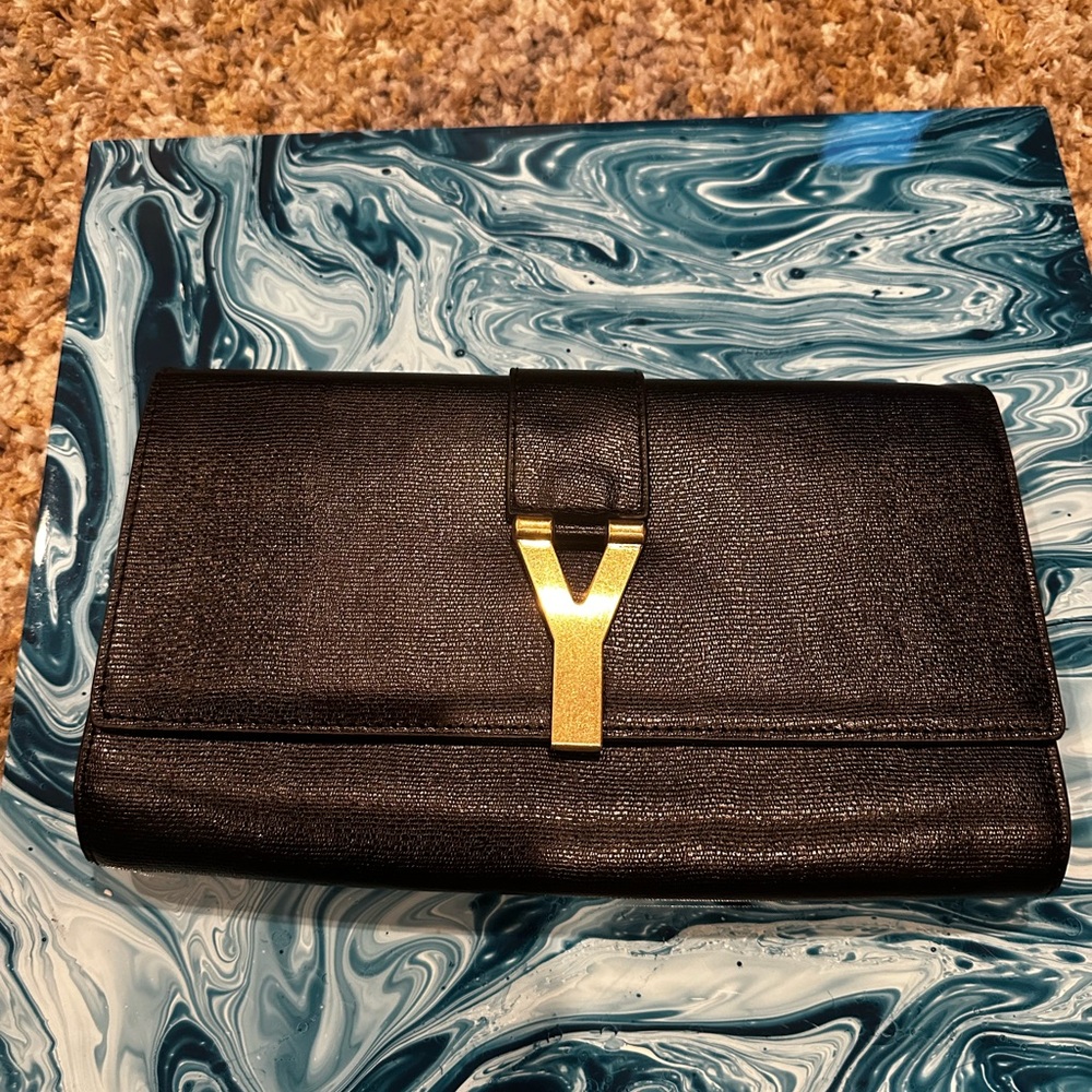 Black Clutch with Gold Accent